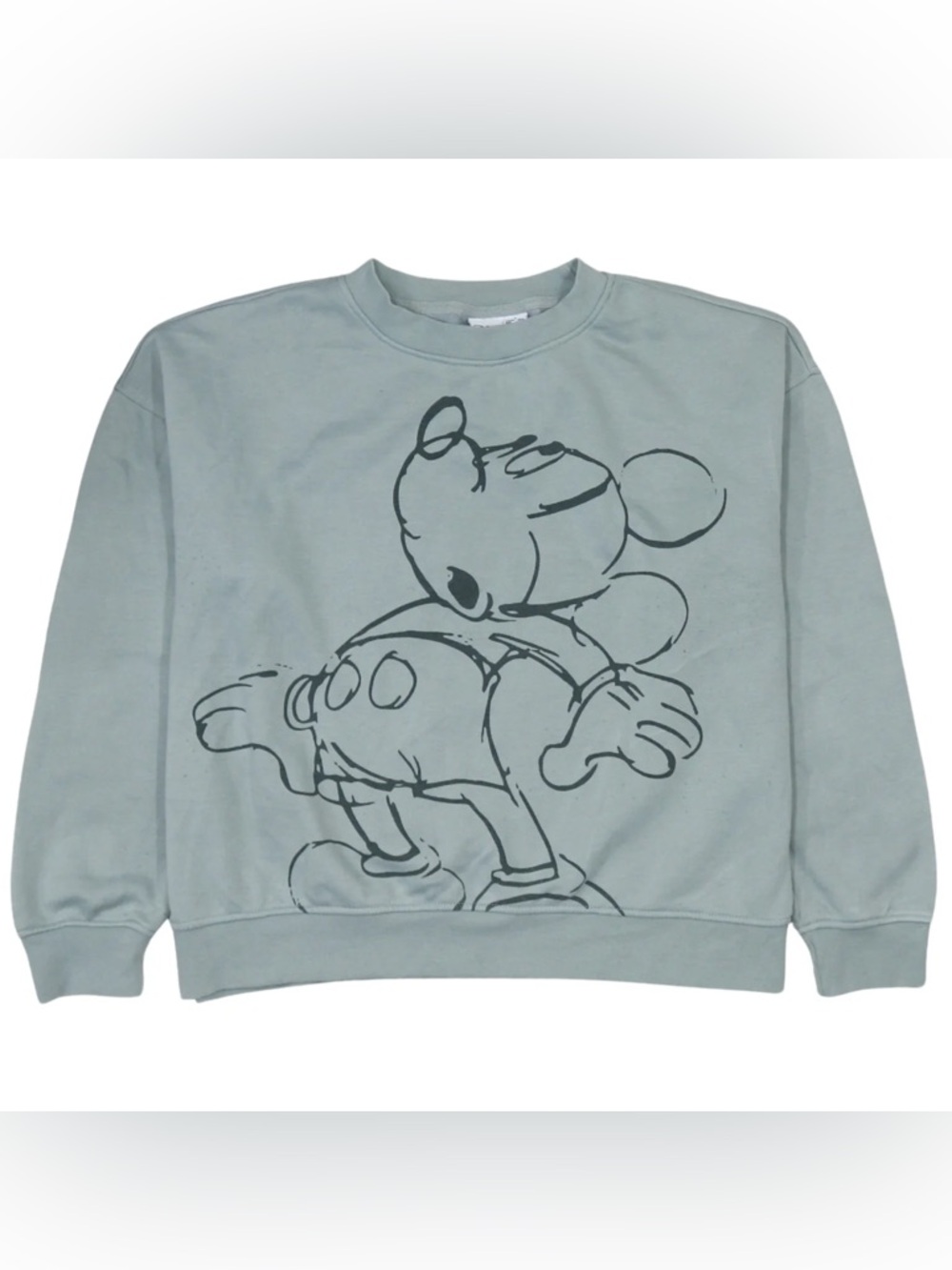 Disney Sage Green Crewneck Sweatshirt with Vintage Sketch Mickey